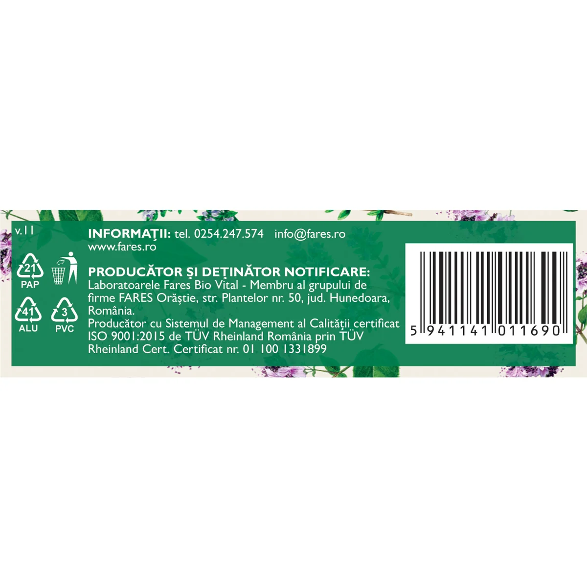 Biomicin urinar, 15 capsule, Fares