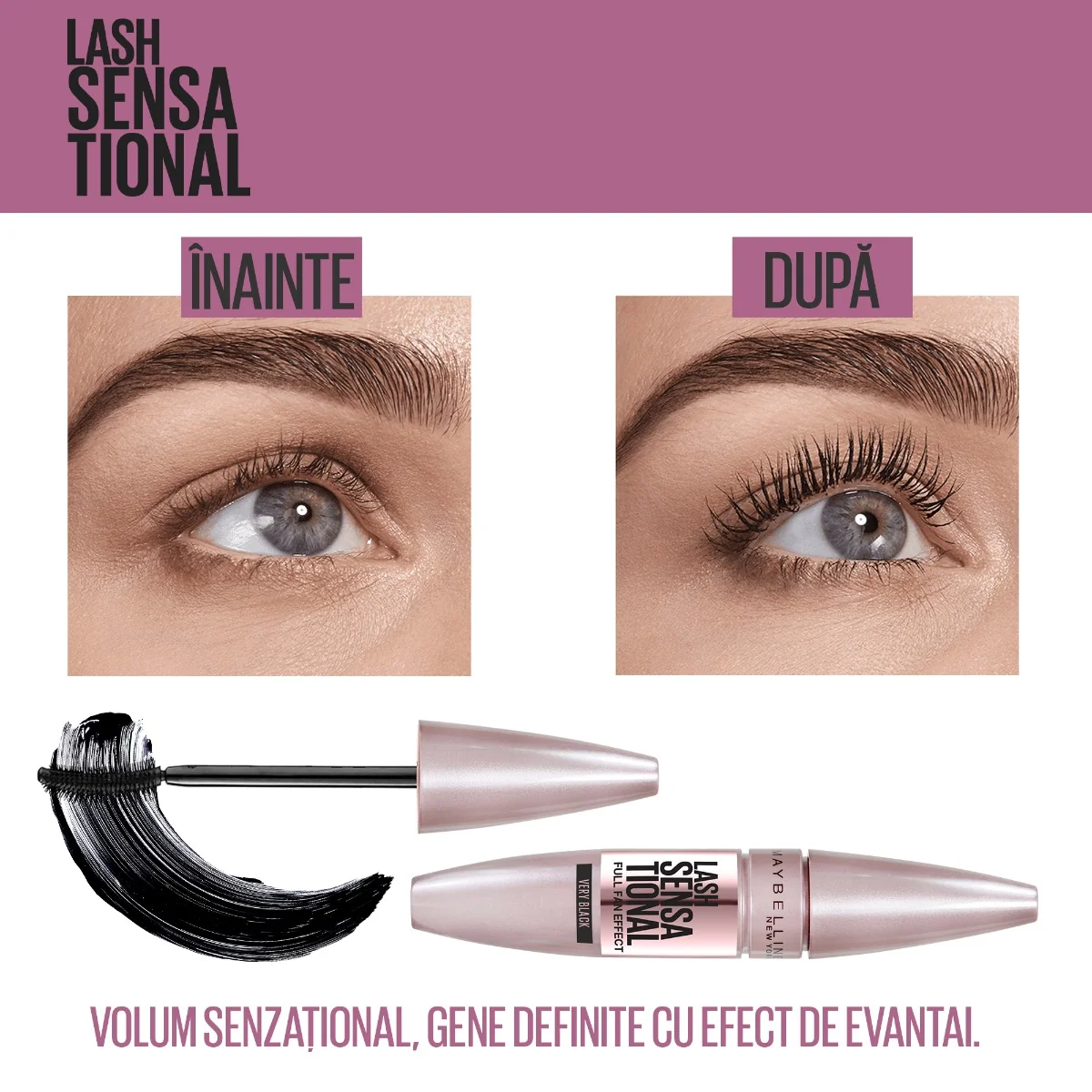 Mascara Lash Sensational Black, 9.5ml, Maybelline