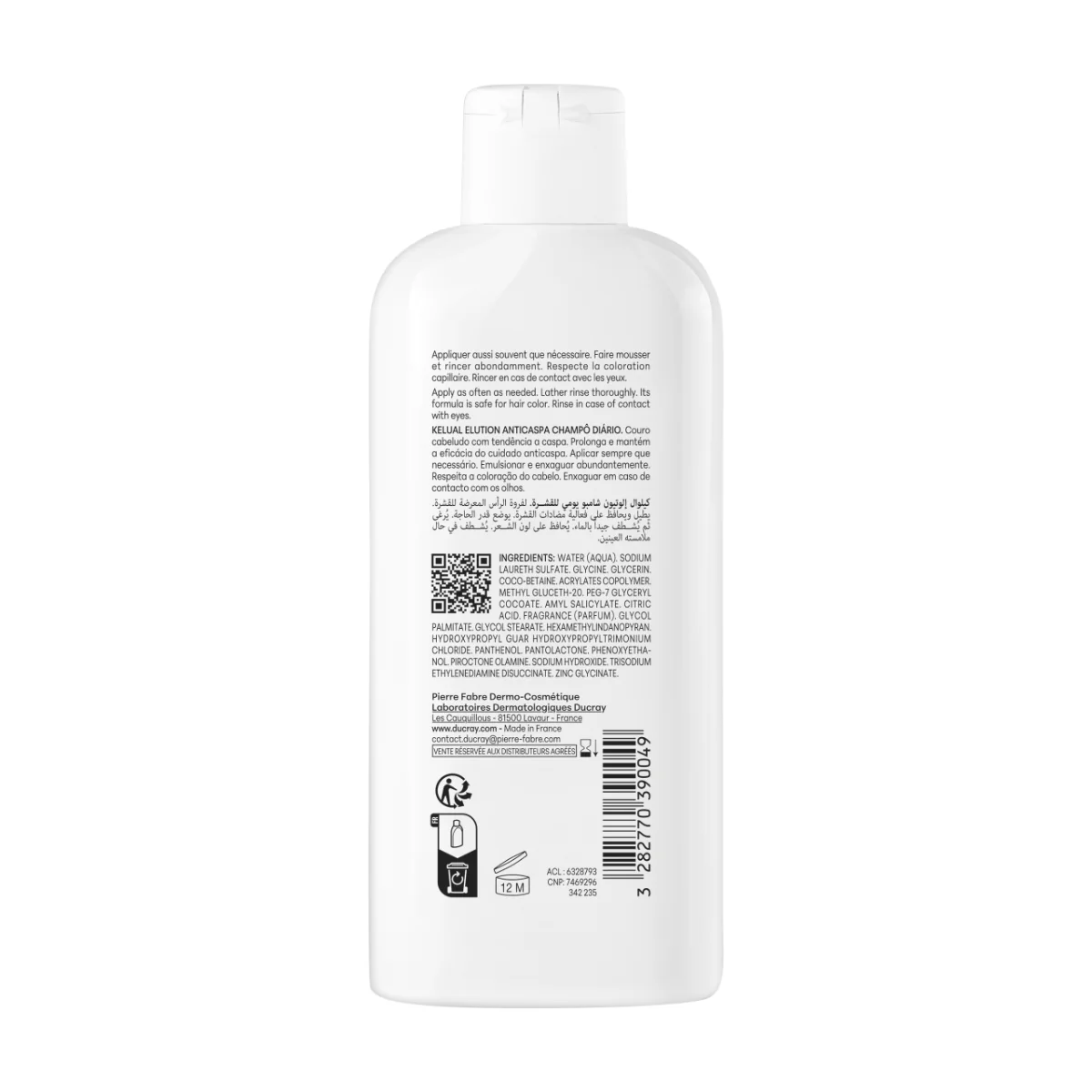 Sampon anti-matreata pentru utilizare frecventa Kelual Elution, 400ml, Ducray