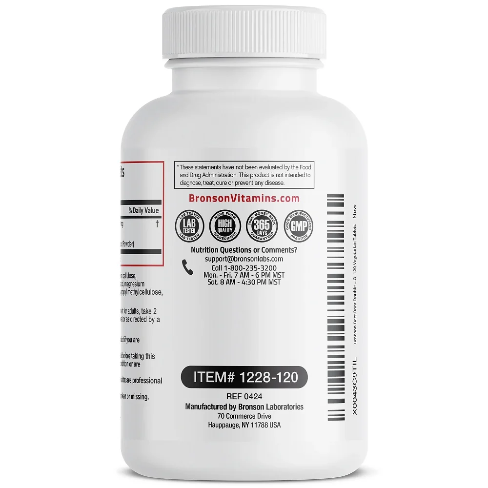 BeetRoot Extract Radacina Sfecla + L-arginine 2000mg, 120 capsule, Bronson Laboratories