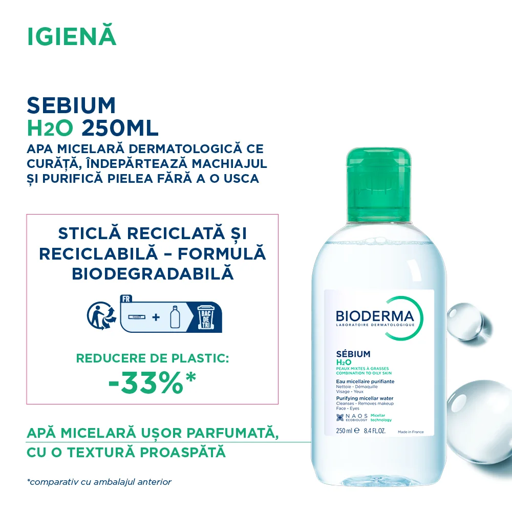 Solutie micelara Sebium H2O, 250ml, Bioderma