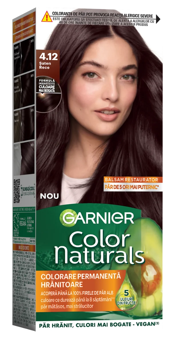 Vopsea de par permanenta Color Naturals 4.12 Saten Rece, 112ml, Garnier