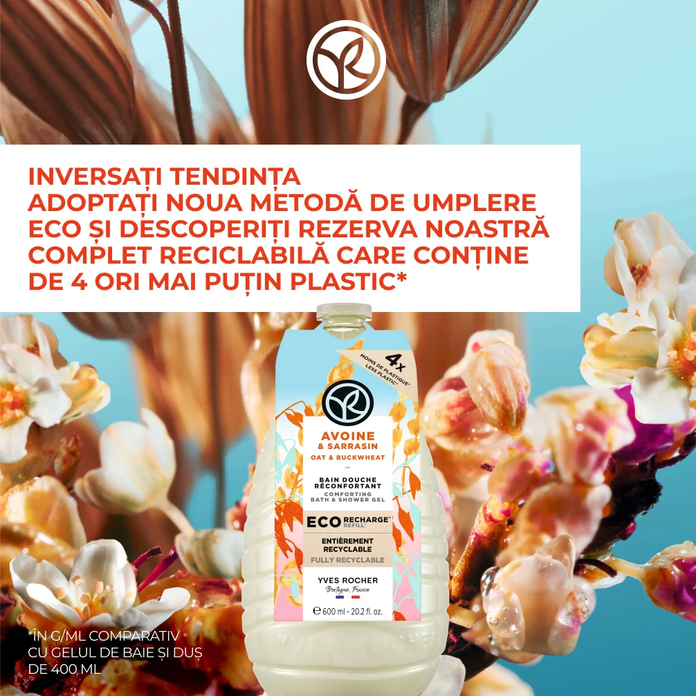 Rezerva gel de dus cu ovaz si hrisca, 600ml, Yves Rocher
