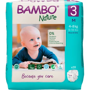 Scutece Ecolabel Nr. 3 pentru 4-8 kg, 28 bucati, Bambo Nature