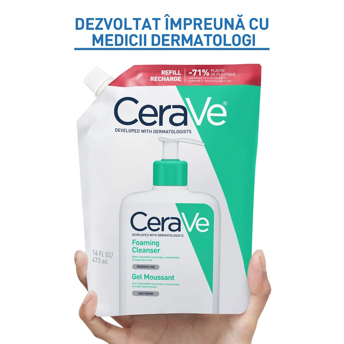 Rezerva Gel de curatare spumant piele normal-grasa, 473ml, CeraVe