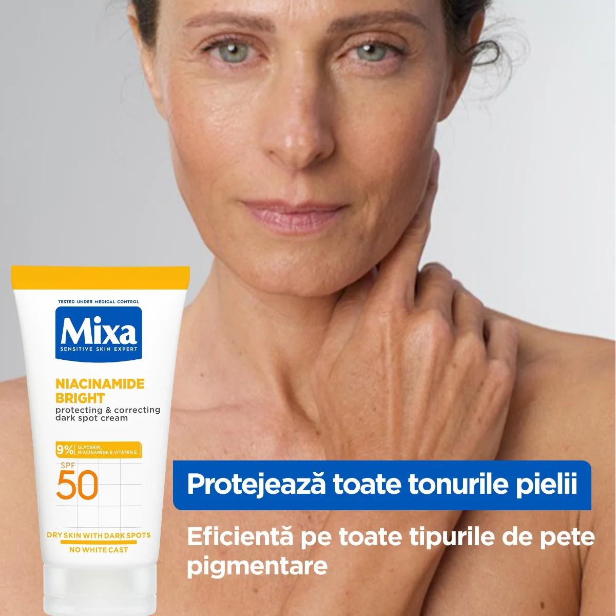 Crema corectoare pete pigmentare pentru piele sensibila SPF50, 50ml, Mixa
