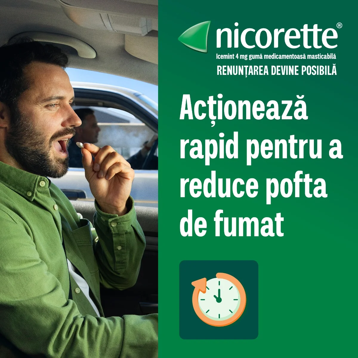 Nicorette® Icemint 4mg guma medicamentoasa masticabila, 30 bucati, Johnson&Johnson