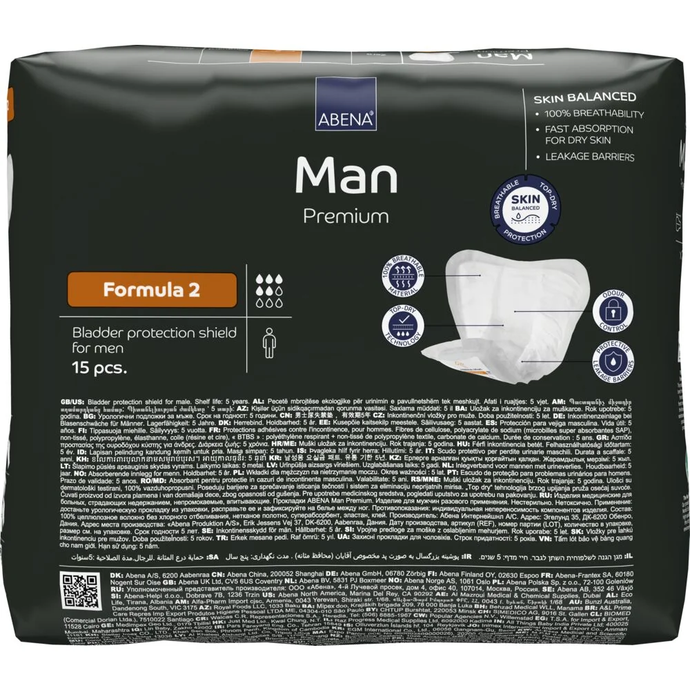 Absorbante masculine Premium Man Formula 2 cu absorbtie 700ml, 15 bucati, Abena
