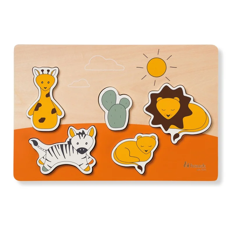 Puzzle Safari din lemn certificat FSC, 1 bucata, Hauck 