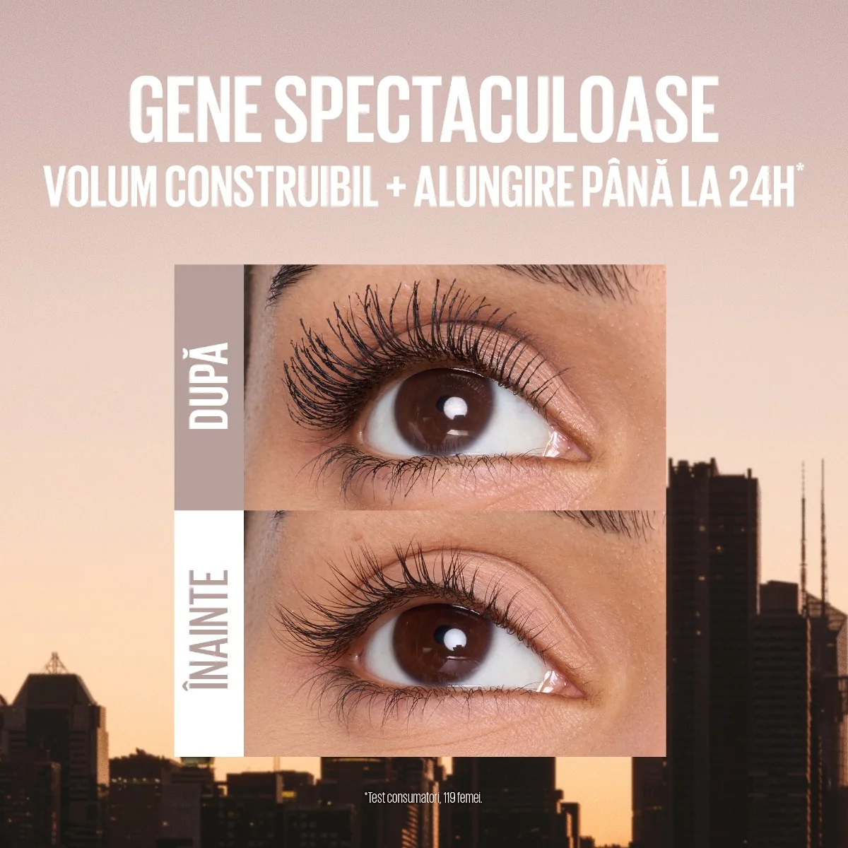 Mascara pentru gene alungite si volum intens Lash Sensational Body, 9ml, Maybelline