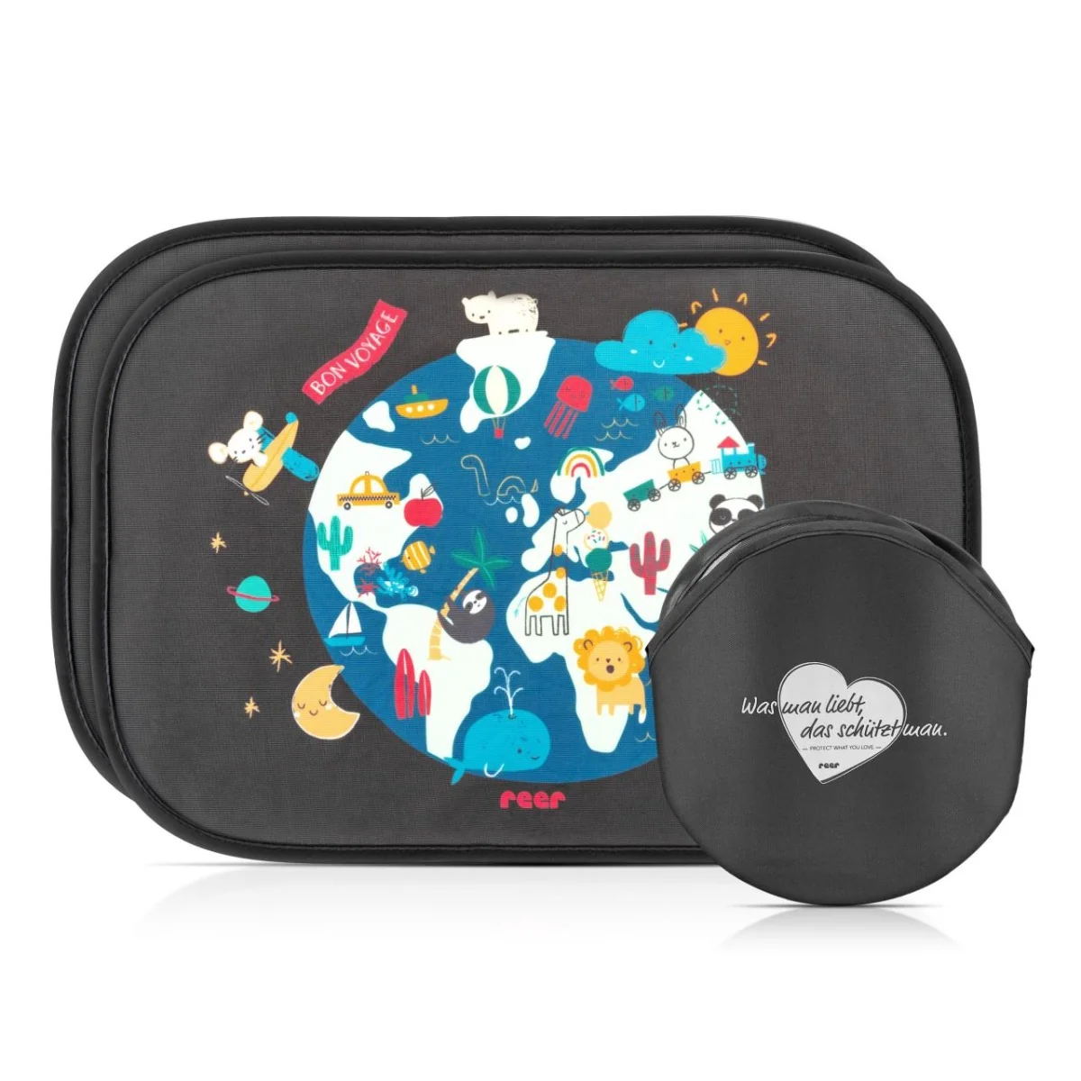 Set 2 parasolare auto cu lipire fara ventuze Travelkid Sun, 1 bucata, Reer