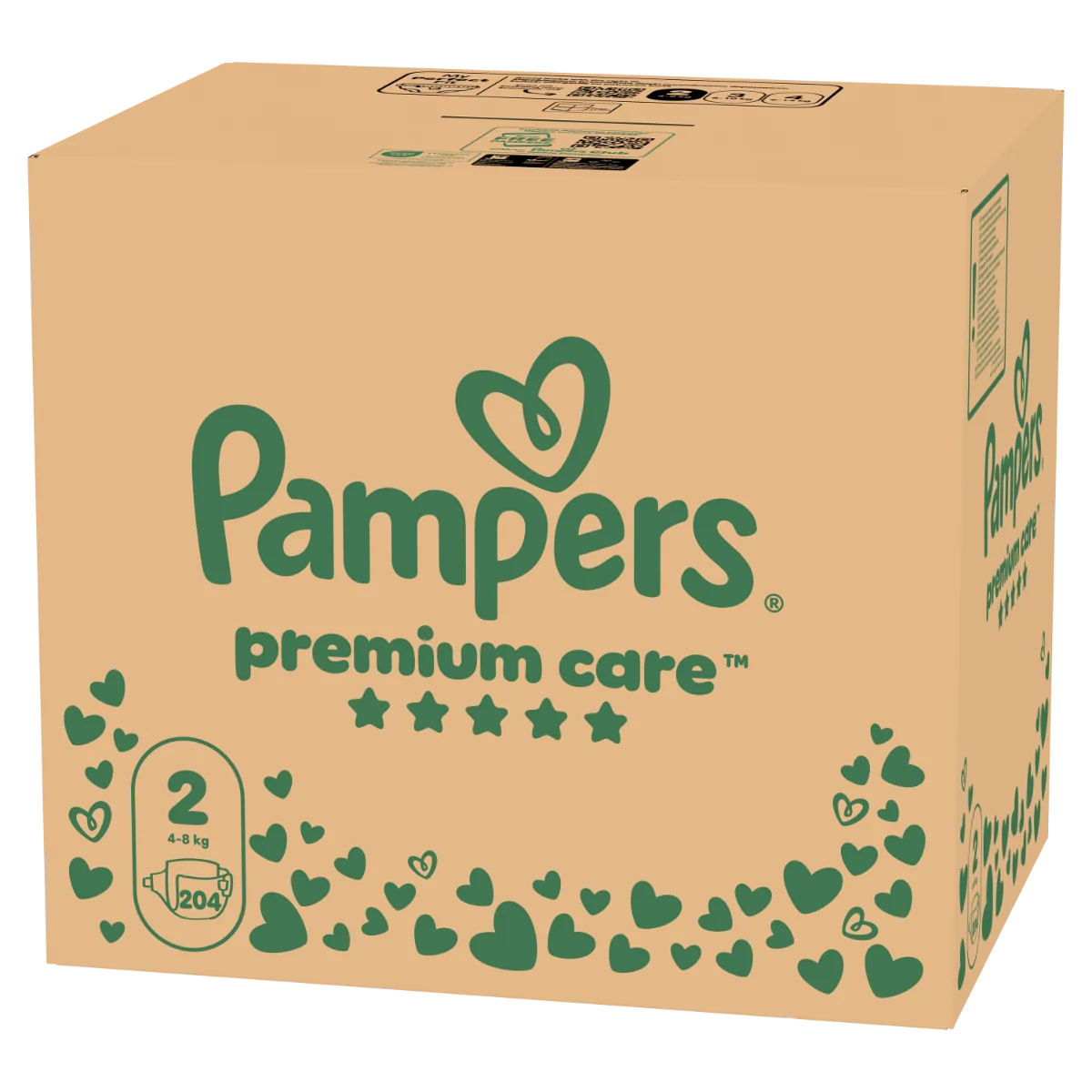 Scutece Premium Care Marimea 2 pentru 4-8 kg, 204 bucati, Pampers