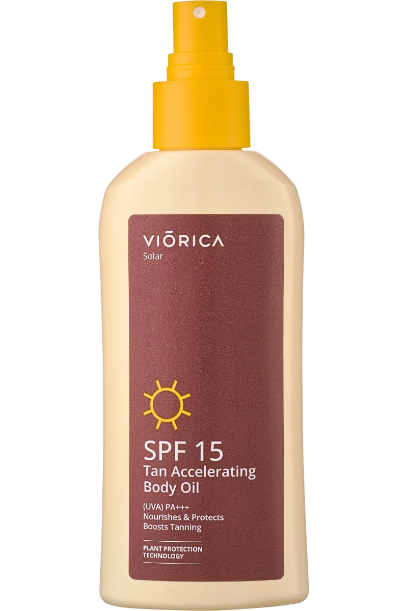 Ulei de corp pentru accelerarea bronzului SPF 15 Solar, 150ml, Viorica