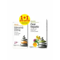 Pachet Silimarina 150mg 50 comprimate + Ceai hepatic 20 plicuri, Alevia