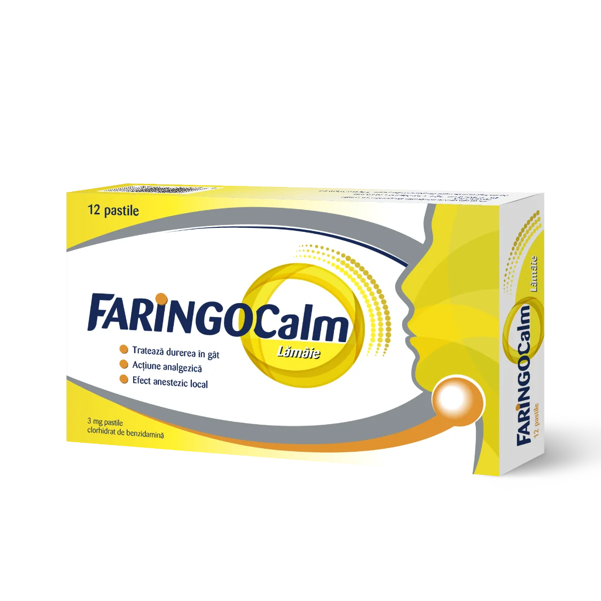 Faringocalm lamaie 3mg, 12 pastile, Terapia
