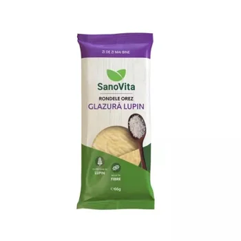 Rondele din orez cu glazura de Lupin, 66g, SanoVita