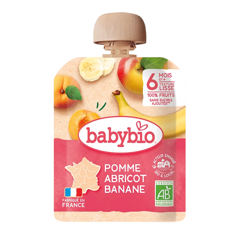Piure de mere, caise si banane +6 luni, 90g, BabyBio