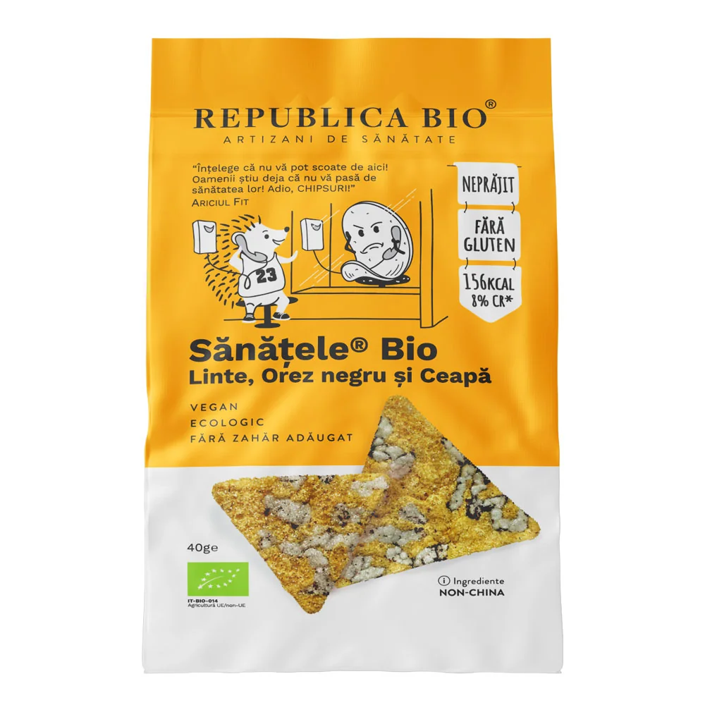Sanatele BIO din linte orez negru si ceapa fara gluten, 40g, Republica Bio