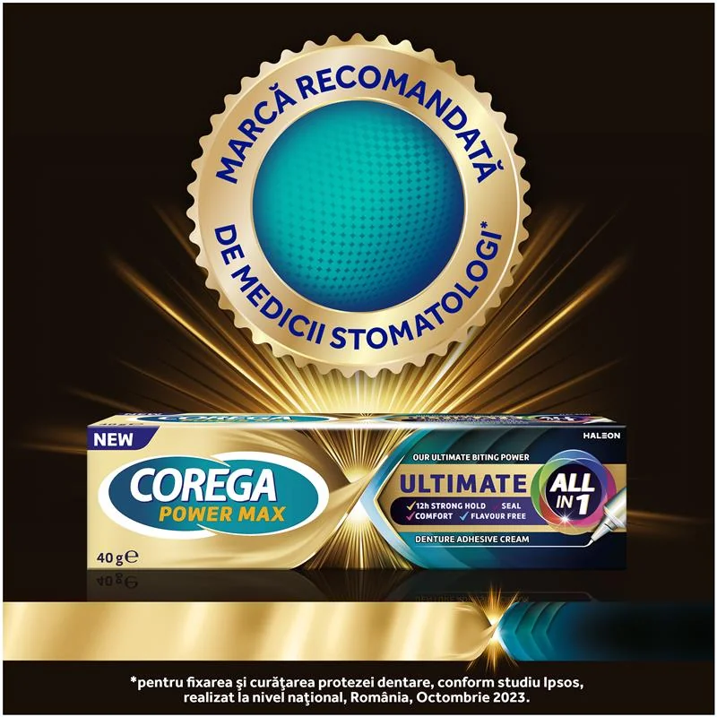 Crema adeziva pentru proteza dentara Power Max Ultimate All In One 40g, Corega