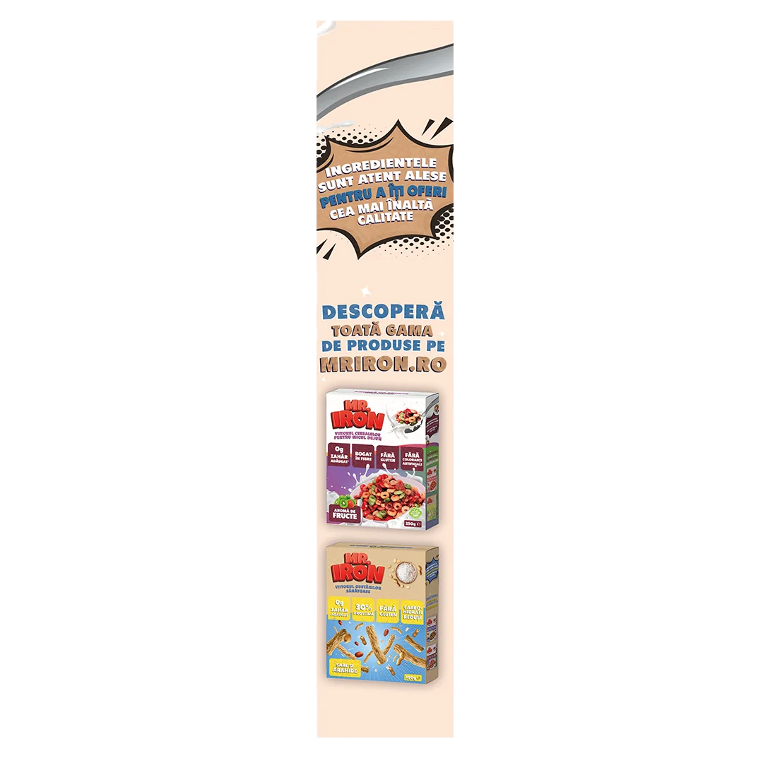 Cereale cu 30% proteina fara zahar low-carb gluten free si vegane Caramel Sarat, 250g, Mr. Iron 