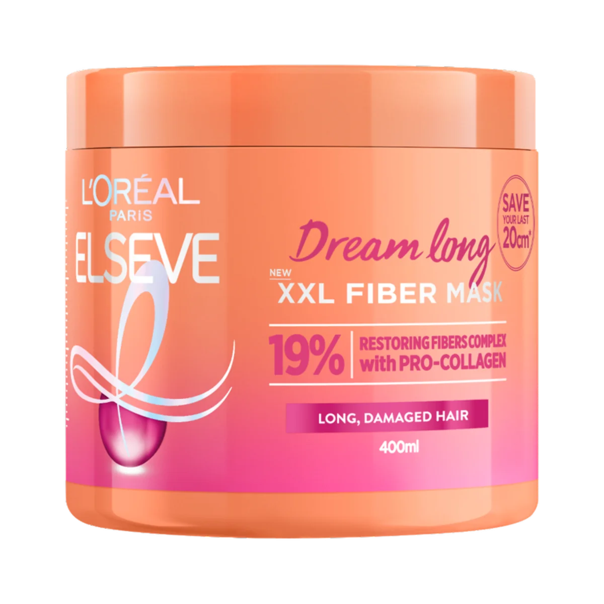 Masca de par Dream Long XXL Fiber Mask, 400ml, Elseve