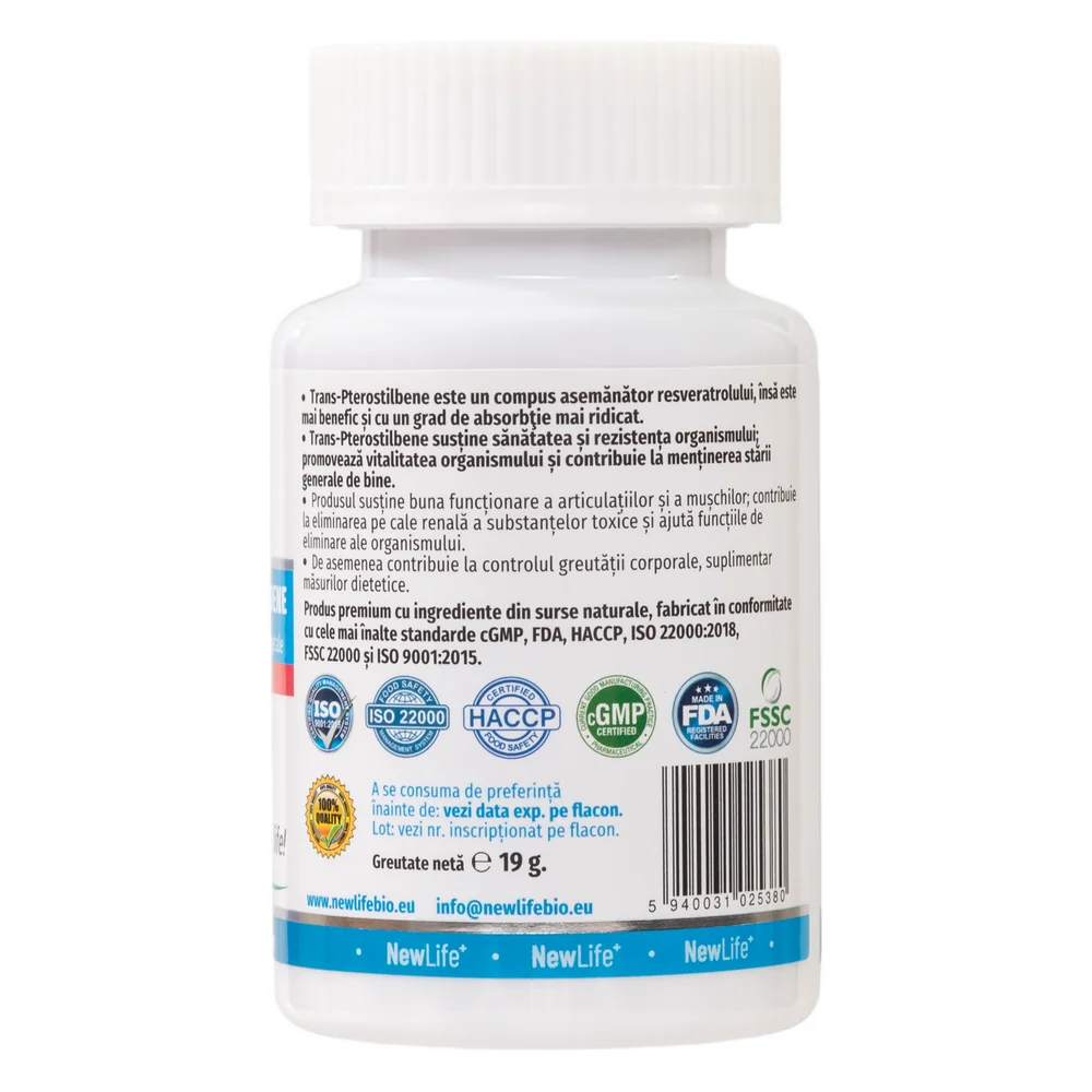 Trans-PTEROSTILBENE 100mg, 60 capsule, NewLife