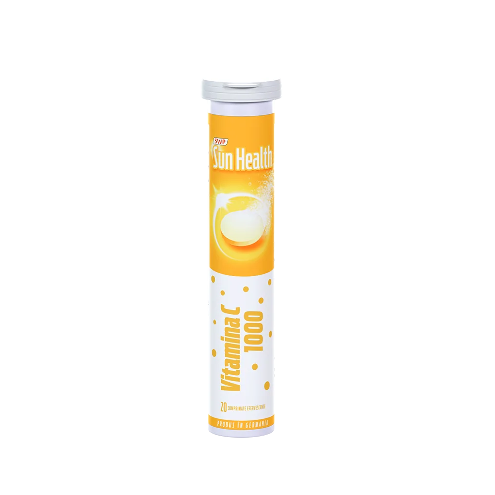 Vitamina C 1000mg Sun Health, 20 comprimate efervescente, Sun Wave Pharma 