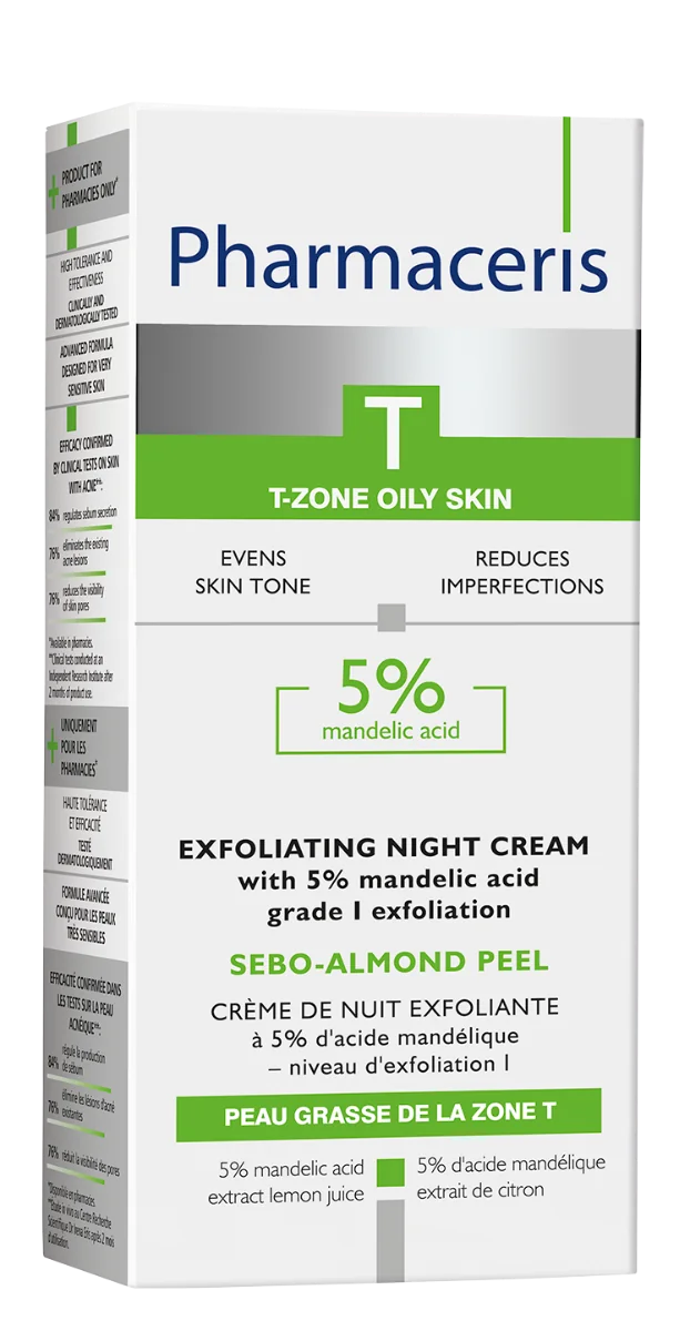 Crema de noapte pentru peeling cu acid mandelic 5% Sebo-Almod Peel T, 50ml, Pharmaceris