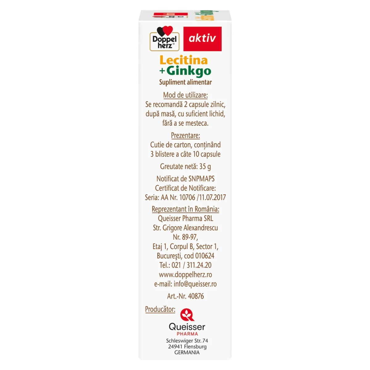 Lecitina + Ginkgo, 30 capsule, Doppelherz