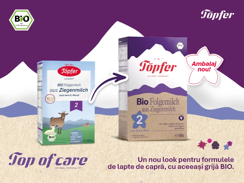 Lapte praf de capra Bio formula 2, 400g, Topfer
