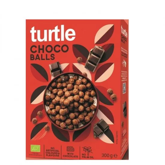 Bile crocante eco din cereale invelite cu ciocolata, 300g, Turtle