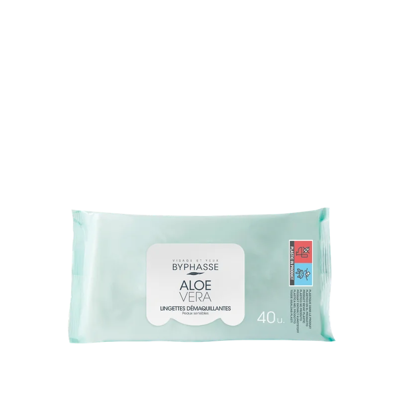 Servetele demachiante cu Aloe Vera pentru ten sensibil, 40 bucati, Byphasse