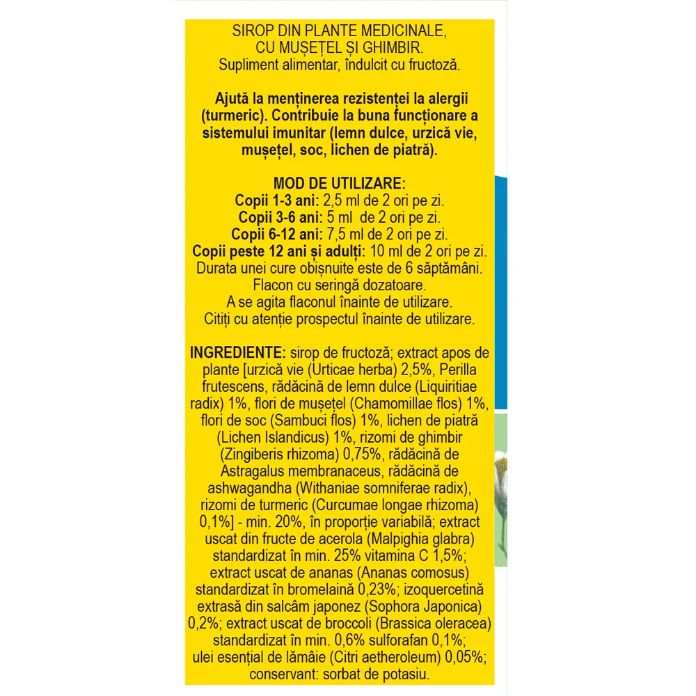 Sirop cu fructoza Alergoplant R36, 100ml, Fares