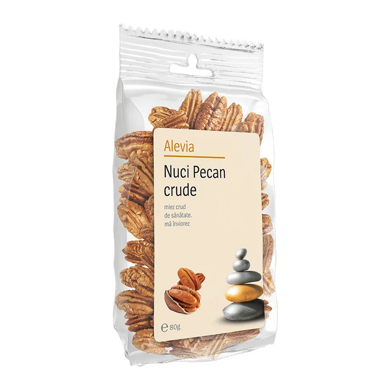 Nuci Pecan crude, 80g, Alevia