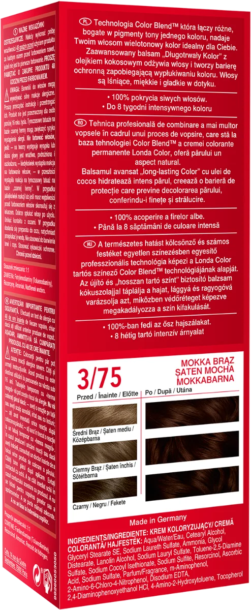 Vopsea de par permanenta 3/75 Mocha Brown, 110ml, Londa