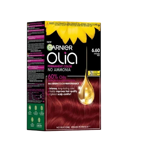 Vopsea de par permanenta fara amoniac 6.60 Intense Red Olia, 174ml, Garnier