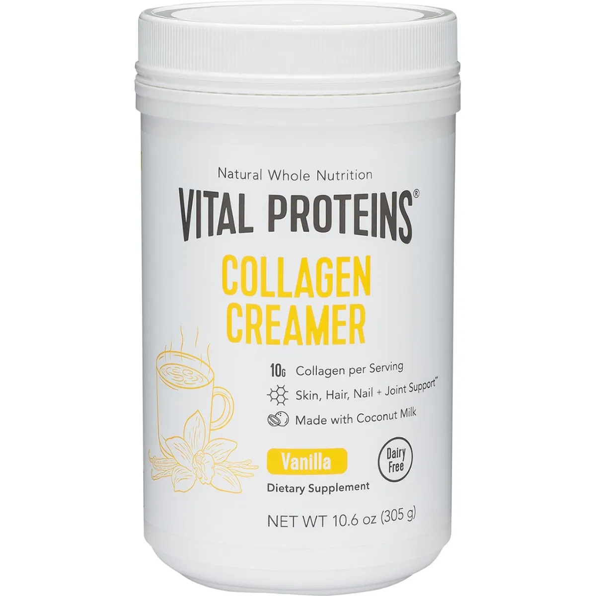 Collagen Creamer cu aroma de vanilie Vital Proteins, 305g, GNC