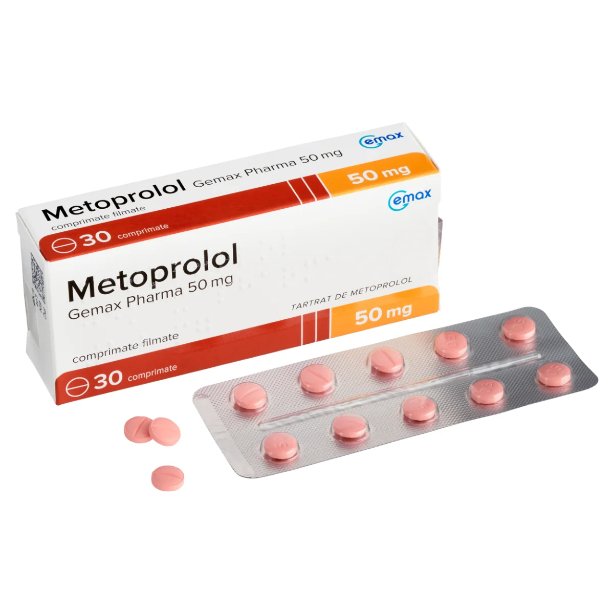 Metoprolol 50mg, 30 comprimate filmate, Gemax