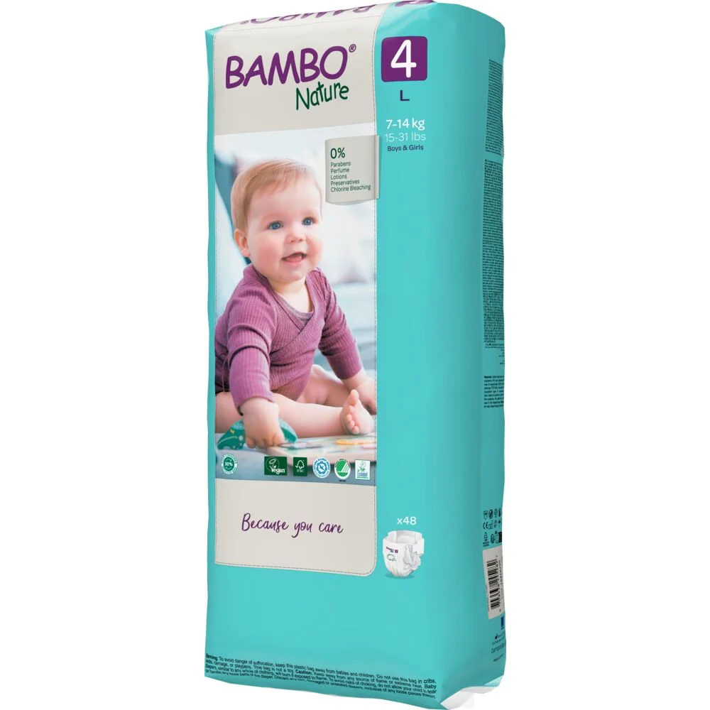 Scutece Ecolabel Tall Nr. 4 pentru 7-14 kg, 48 bucati, Bambo Nature