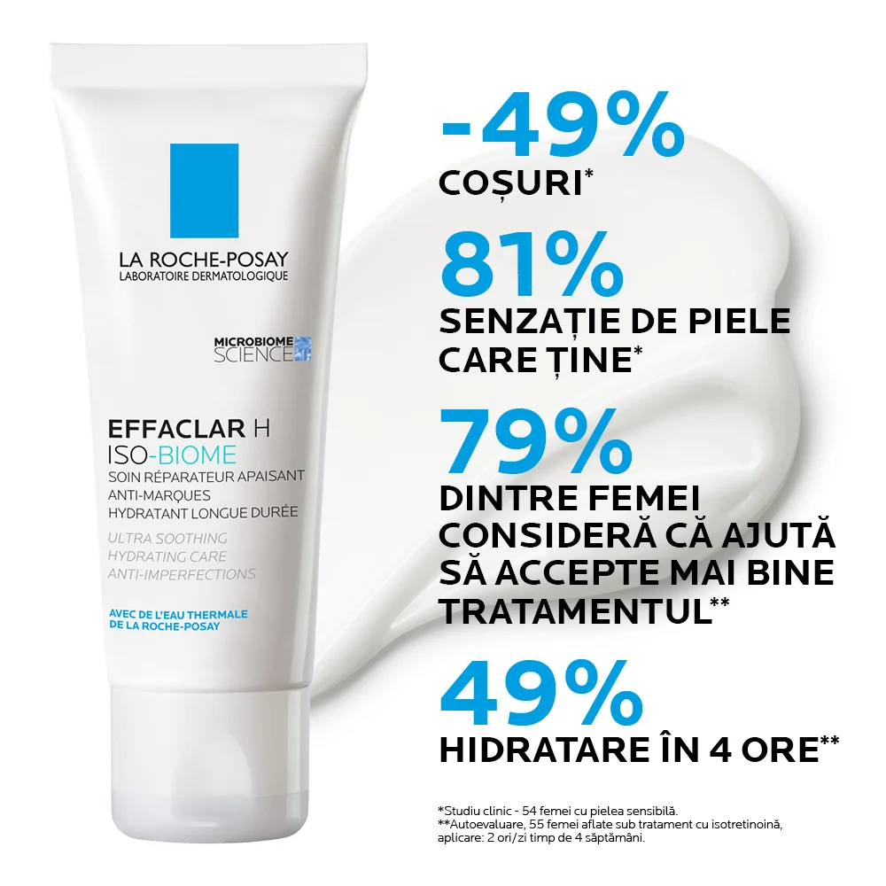 Crema hidratanta pentru pielea grasa si fragilizata Effaclar H Iso-Biome, 40ml, La Roche-Posay