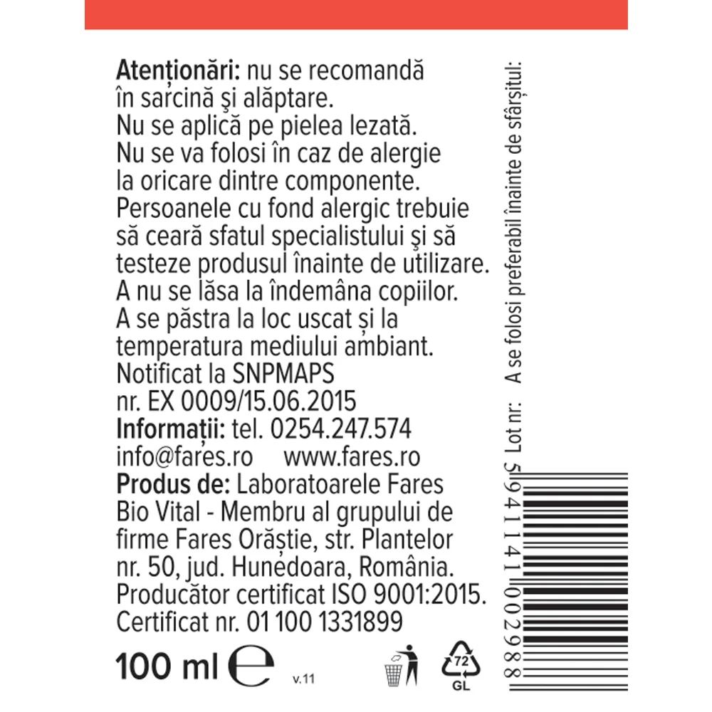 Lotiune Hapciu sudorific, 100ml, Fares