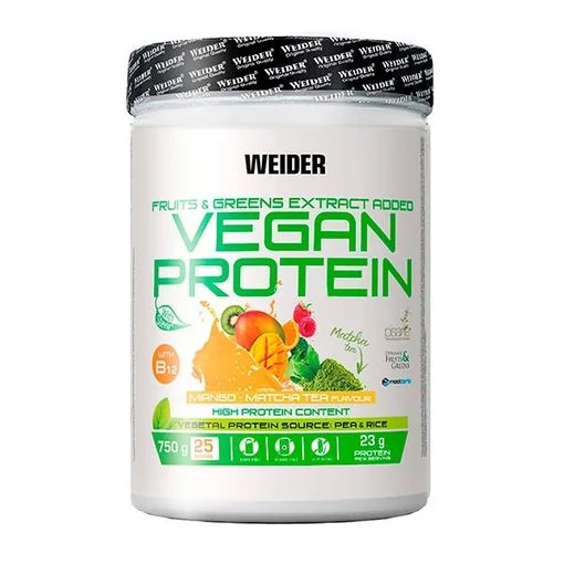 Pudra proteica vegana cu aroma de Mango Matcha Vegan Protein, 750g, Weider