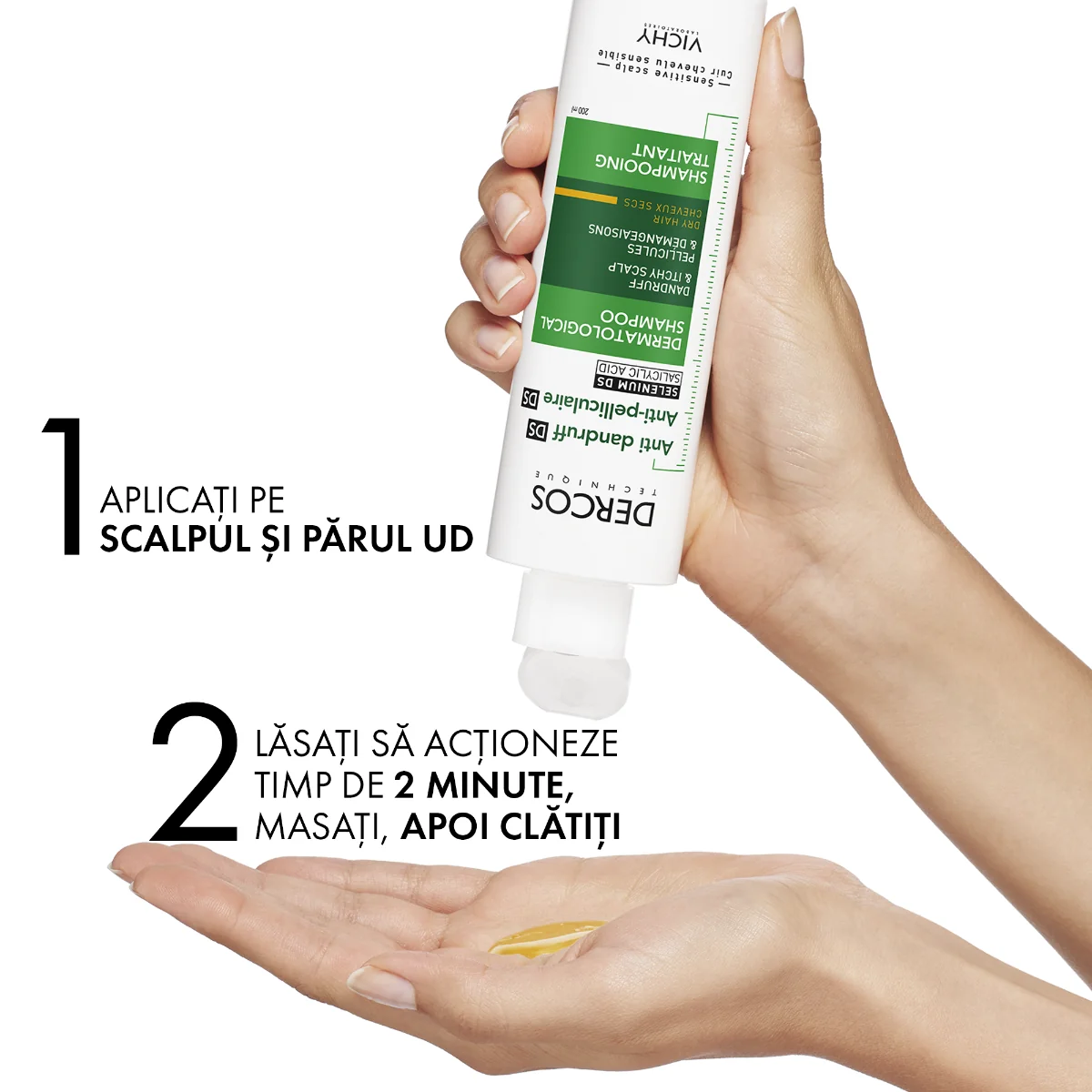 Sampon anti-matreata pentru par uscat Dercos, 200ml, Vichy
