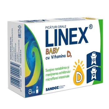 Linex Baby cu vitamina D3, 8ml, Sandoz