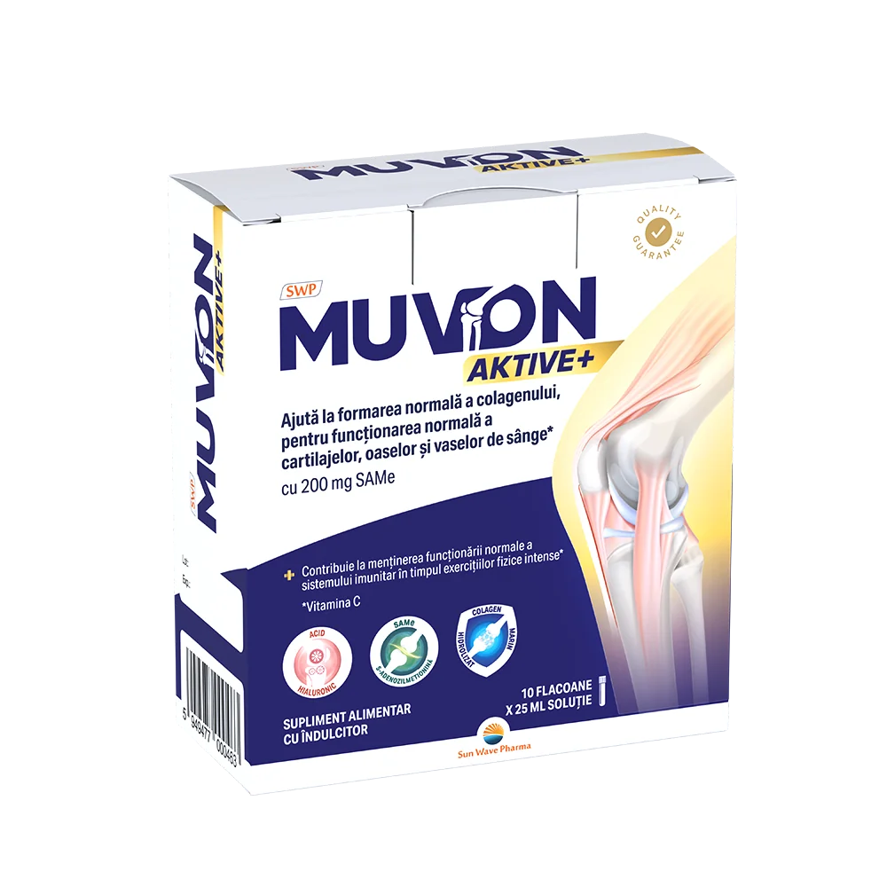 Supliment alimentar pentru articulatii Muvon Aktive Plus, 10 fiole, Sun Wave Pharma
