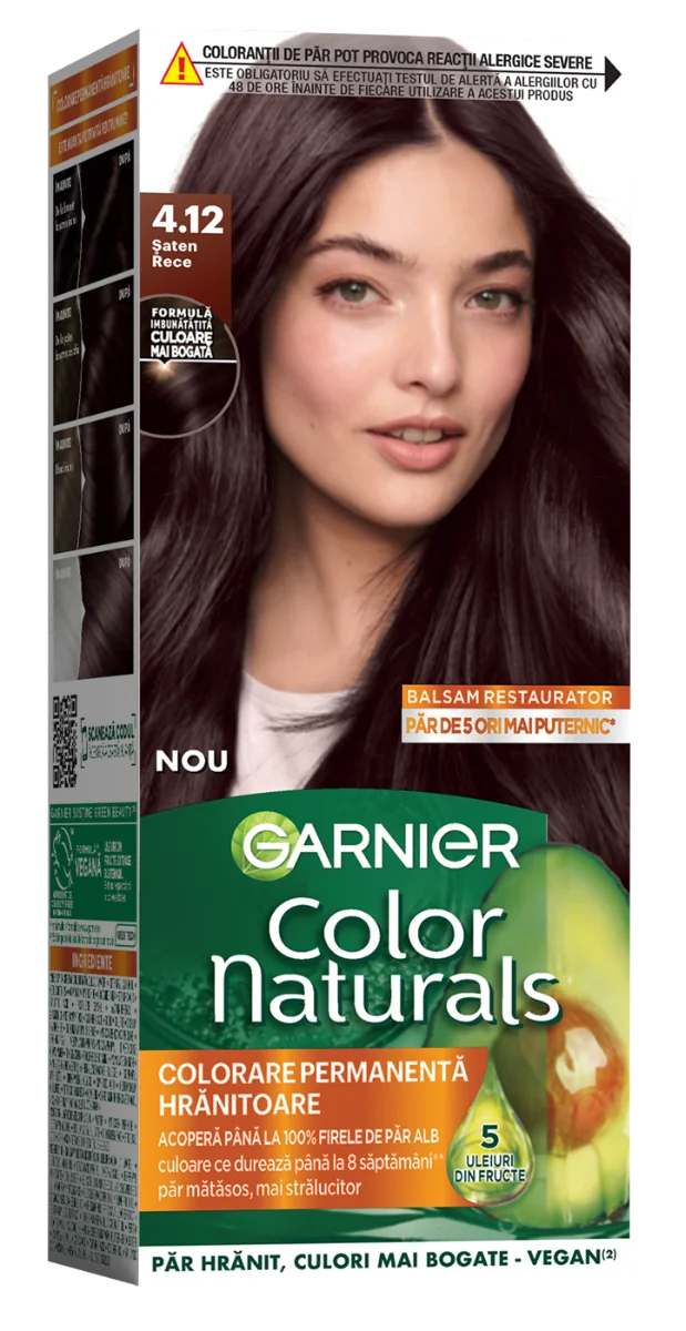 Vopsea de par permanenta Color Naturals 4.12 Saten Rece, 112ml, Garnier