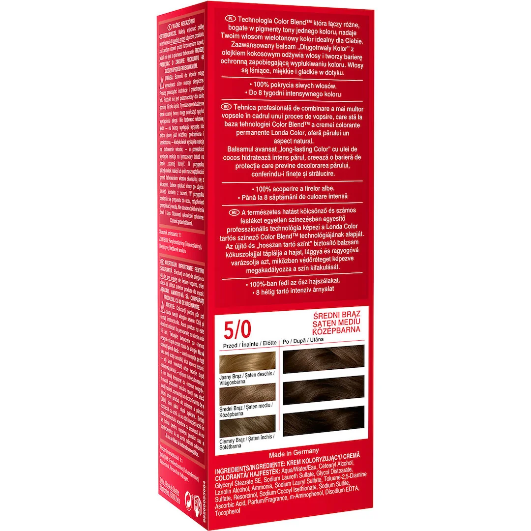 Vopsea de par permanenta 5/0 Medium Brown, 110ml, Londa