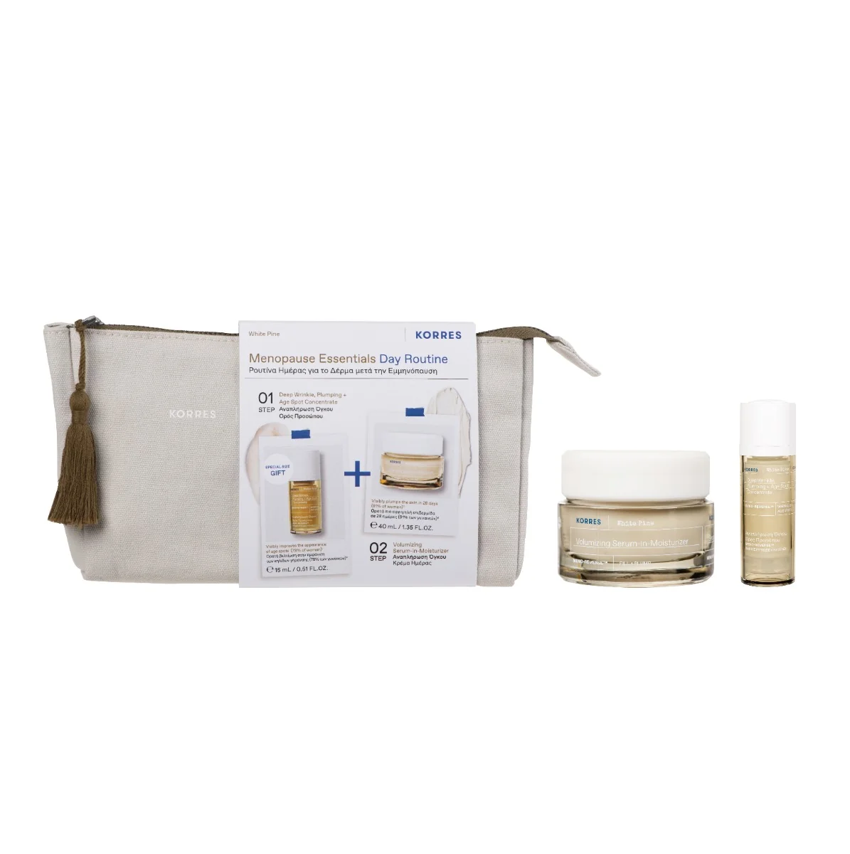 Pachet White Pine Ser 40ml + Ser concentrat 15ml, Korres