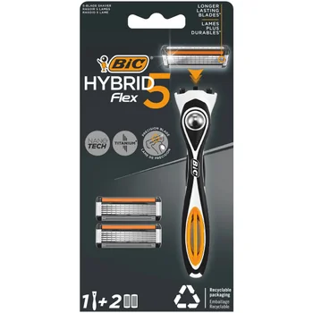 Pachet Aparat de ras Hybrid Flex 5 + Rezerve 2 bucati, BIC