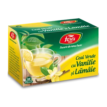 Ceai verde cu lamaie si vanilie, 20 plicuri, Fares